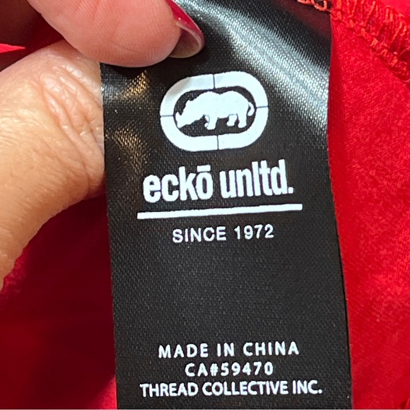 Ecko Unltd RED black white SPELLOUT T Shirt World Famous Rhino Brand men 2XL Art - Picture 2 of 16